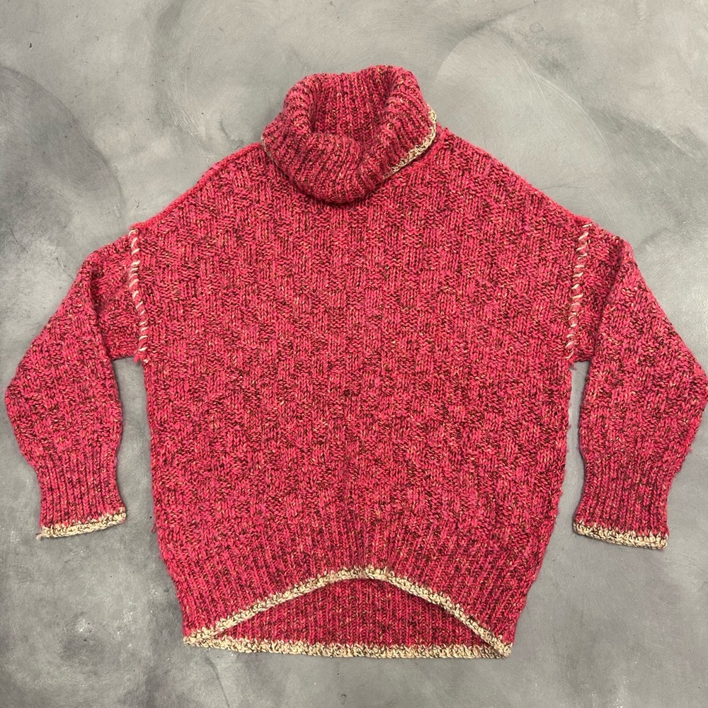 Free People pink and Gold Cowl Neck Sweater